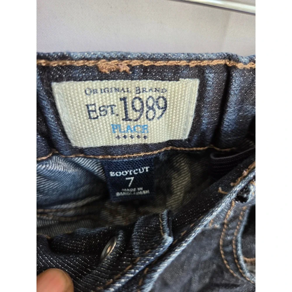 The Children's Place Bootcut Jeans Boys Blue Dark Wash Regular Mid Bootcut